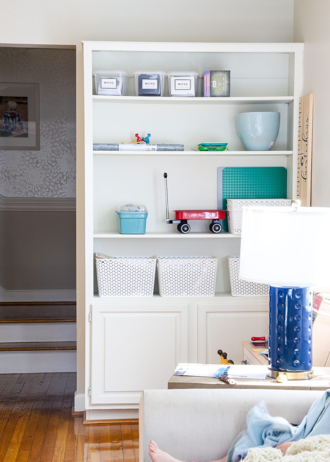 How to Wallpaper the Back of a Bookcase | Step-by-Step - The Homes I ...