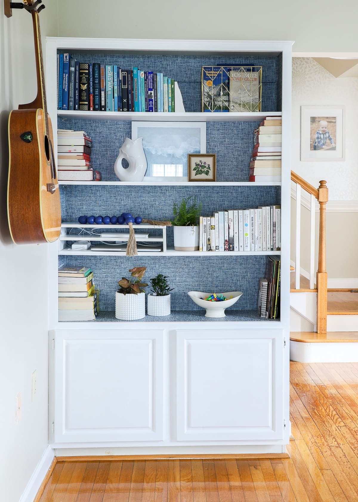 How to Wallpaper the Back of a Bookcase | Step-by-Step - The Homes I