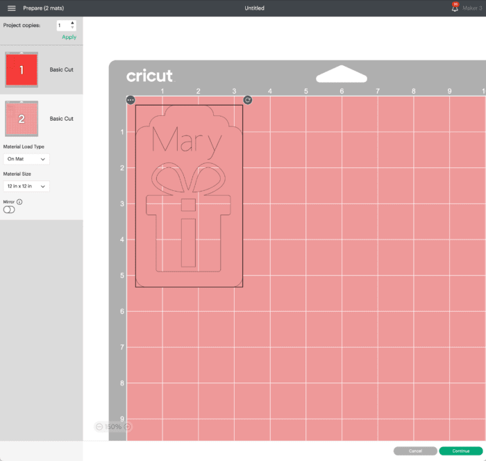 Screenshot of Cricut Design Space | Prepare Screen