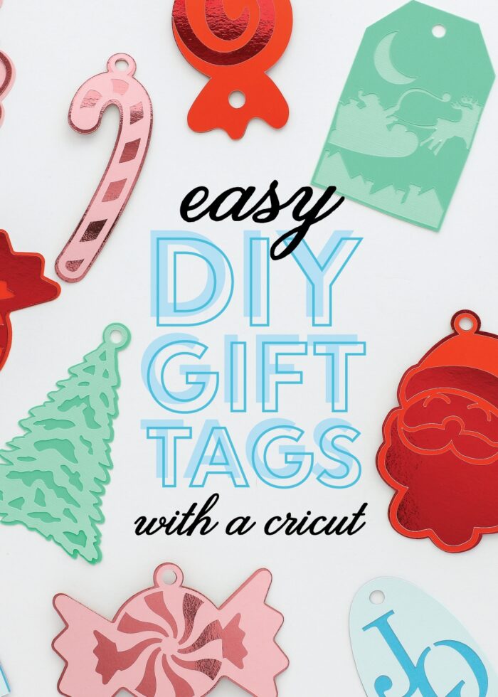 DIY Christmas Gift Tags made from blue, red, pink, and green papers