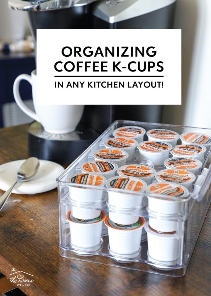 Coffee pods in a clear organizer