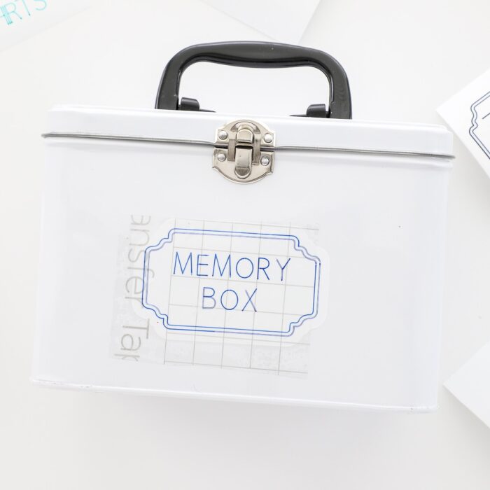 Memory Box label being placed with Transfer Tape