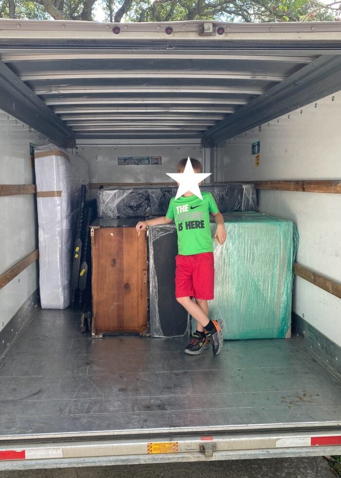 Moving trailer full of furniture