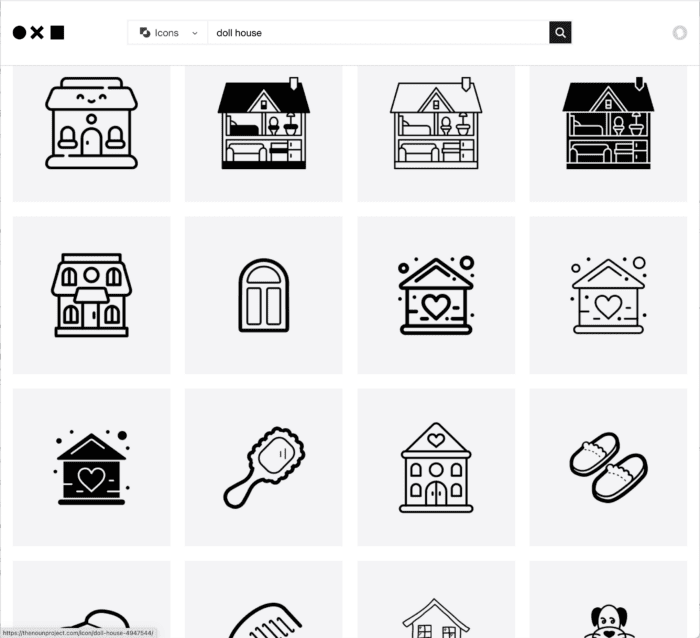 Noun Project Screen Shot: Search results
