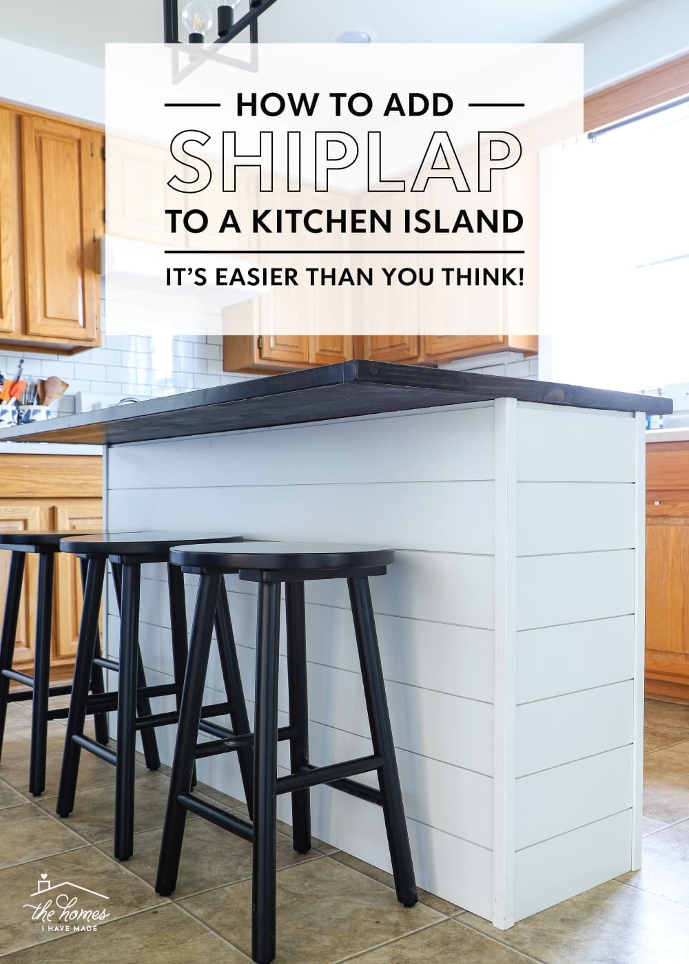 How to Shiplap a Kitchen Island with Command Strips - The Homes I Have Made