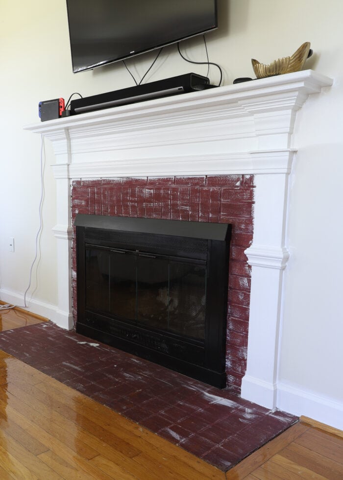 Faux finish on a rental fireplace