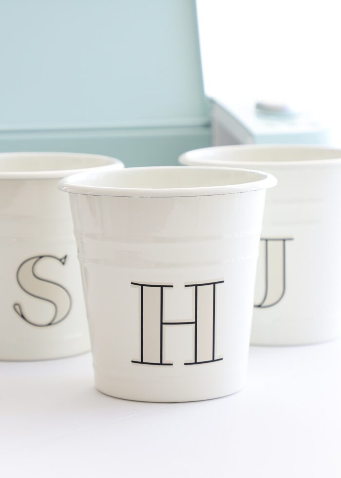 Monogrammed pencil cups