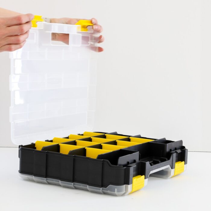 Compartmentalized storage box for nails and screws