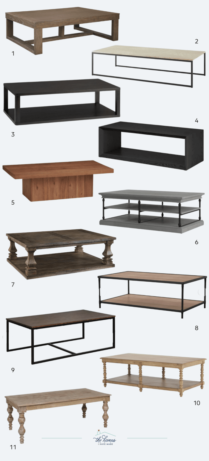 Collage of large square coffee tables