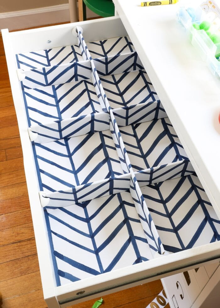 DIY Drawer Dividers inside a shallow drawer