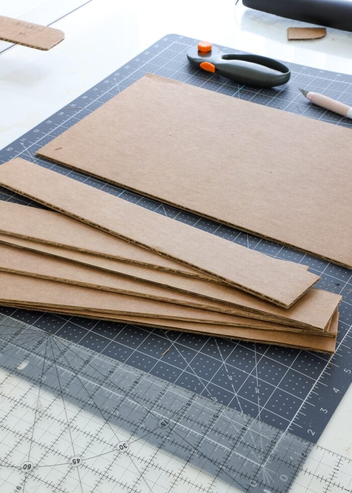 Sheet of cardboard cut into strips