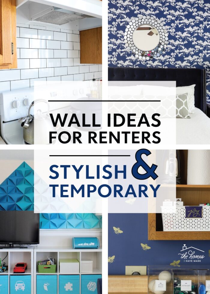 Collage of renter friendly wall decor ideas