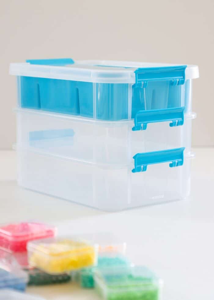 A tiered plastic caddy