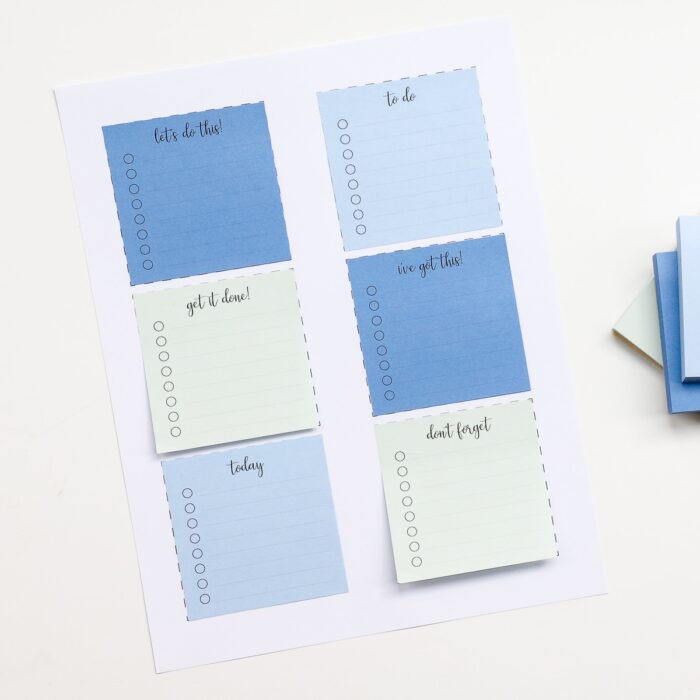 Mini to do lists printed onto Post-It Notes