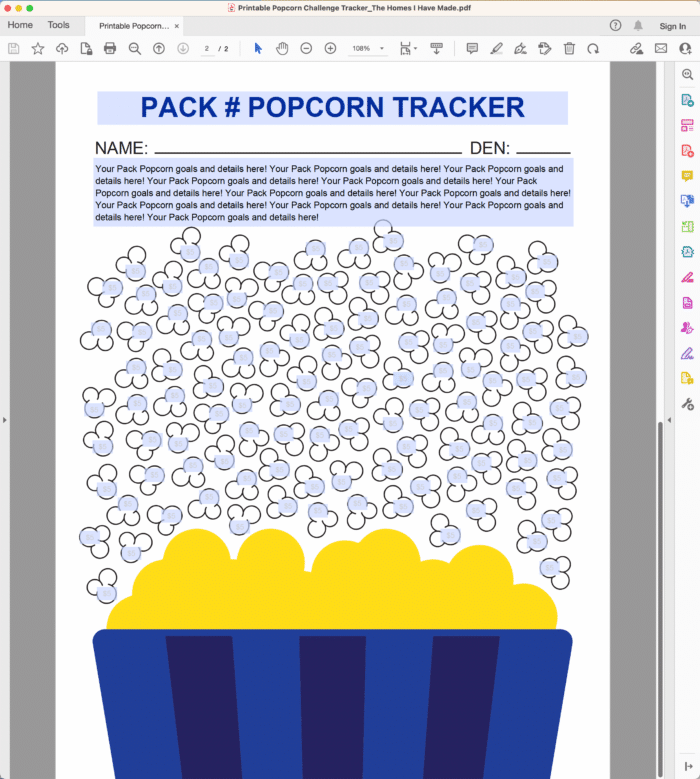 Editable and fillable printable Cub Scout Popcorn Tracker