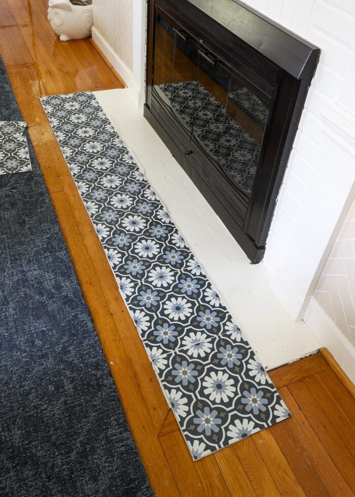 Planning floor tile layout around fireplace