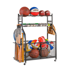 Basketball Organizers Metal Ball Storage Rack Sports Storage for Indoor  Outdoor