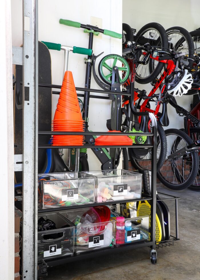 mDesign Metal Heavy Duty Garage Sports Storage Rack with Top Shelf - Matte Black