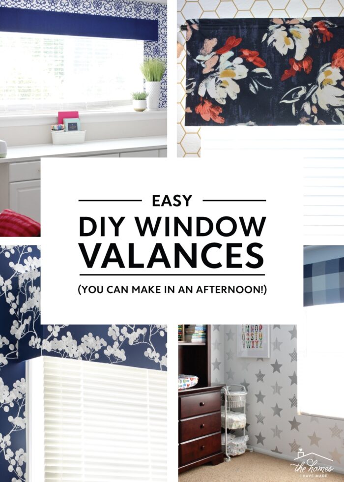 4 different DIY window valance images in a collage