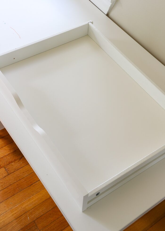 Plain white IKEA drawer