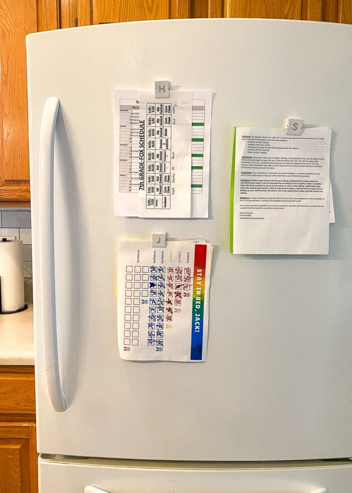 Papers on refrigerator