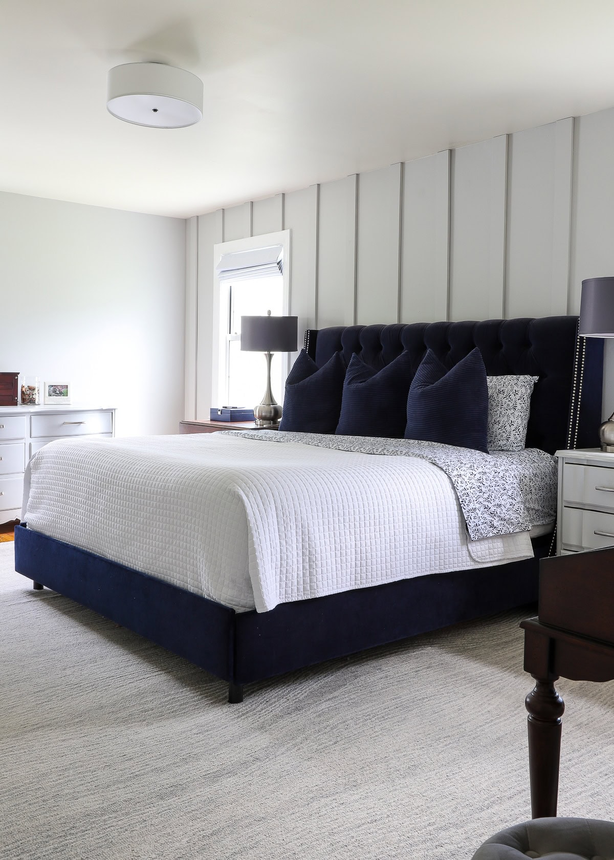 Our Serene Navy & Grey Master Bedroom Reveal - The Homes I Have Made