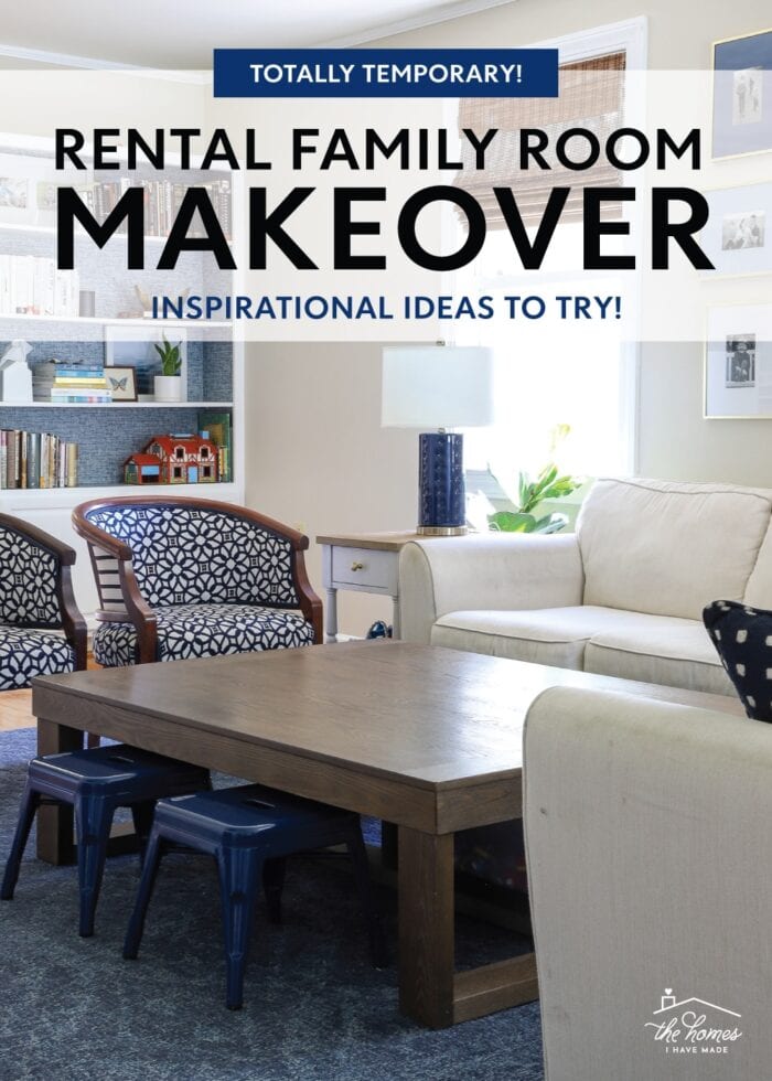 A blue, white, and brown family room featuring white couches, tan walls, a large coffee table, and patterned accent chairs