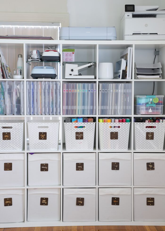 IKEA Kallax Unit full of craft supplies