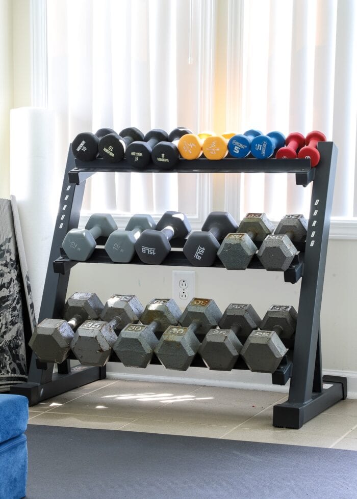 Weights on a weight rack