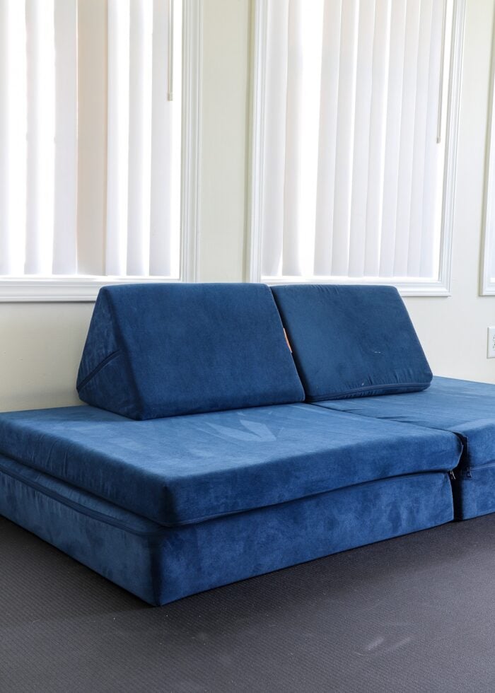 Blue Nugget on an exercise mat