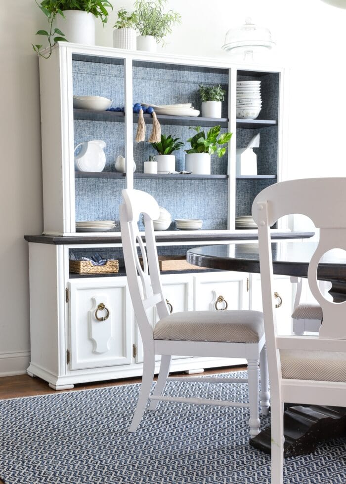 Blue and white dining room in the base housing at The Meadows of Carlisle Barracks