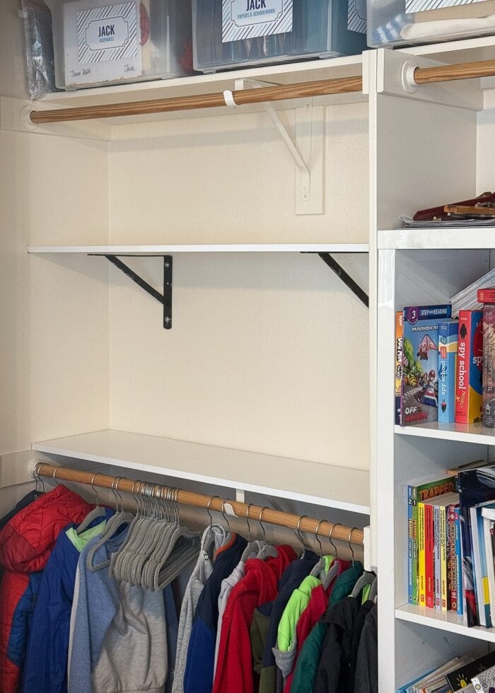 Two extra shelves mounted into a basic closet