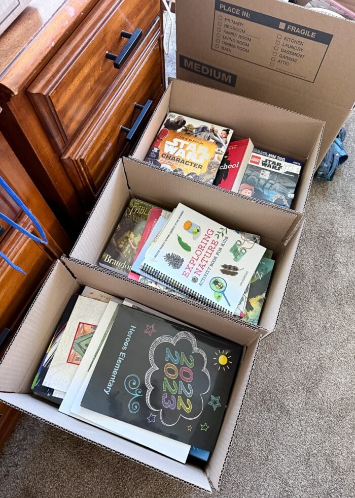 Small book boxes filled with kids books
