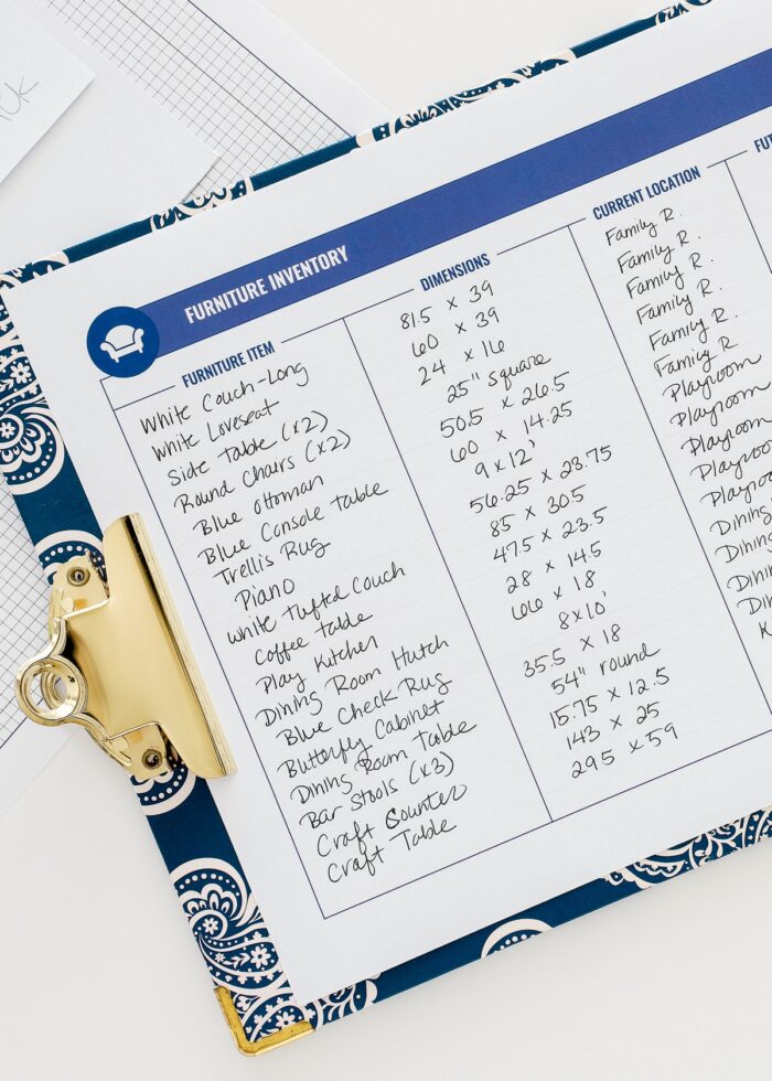 Hand-written furniture inventory